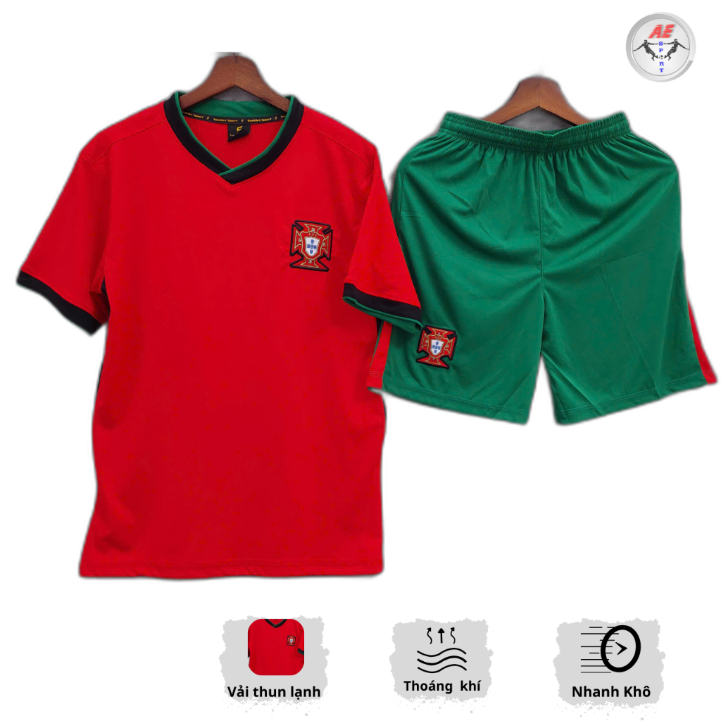 Quần áo đá bóng, Đồ đá banh tuyển Bồ Đào Nha sv - Thun lạnh Bộ quần áo thể thao sport top