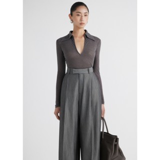 Áo thun giấy cao cấp cổ V HUONG BOUTIQUE HBSM1154 2 màu xám và đen