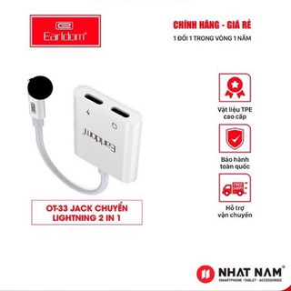 Jack chuyển đổi 2 trong 1 earldom ot33 chia 2 cổng vừa sạc vừa nghe nhạc cho các dòng máy ip7/8/x/11