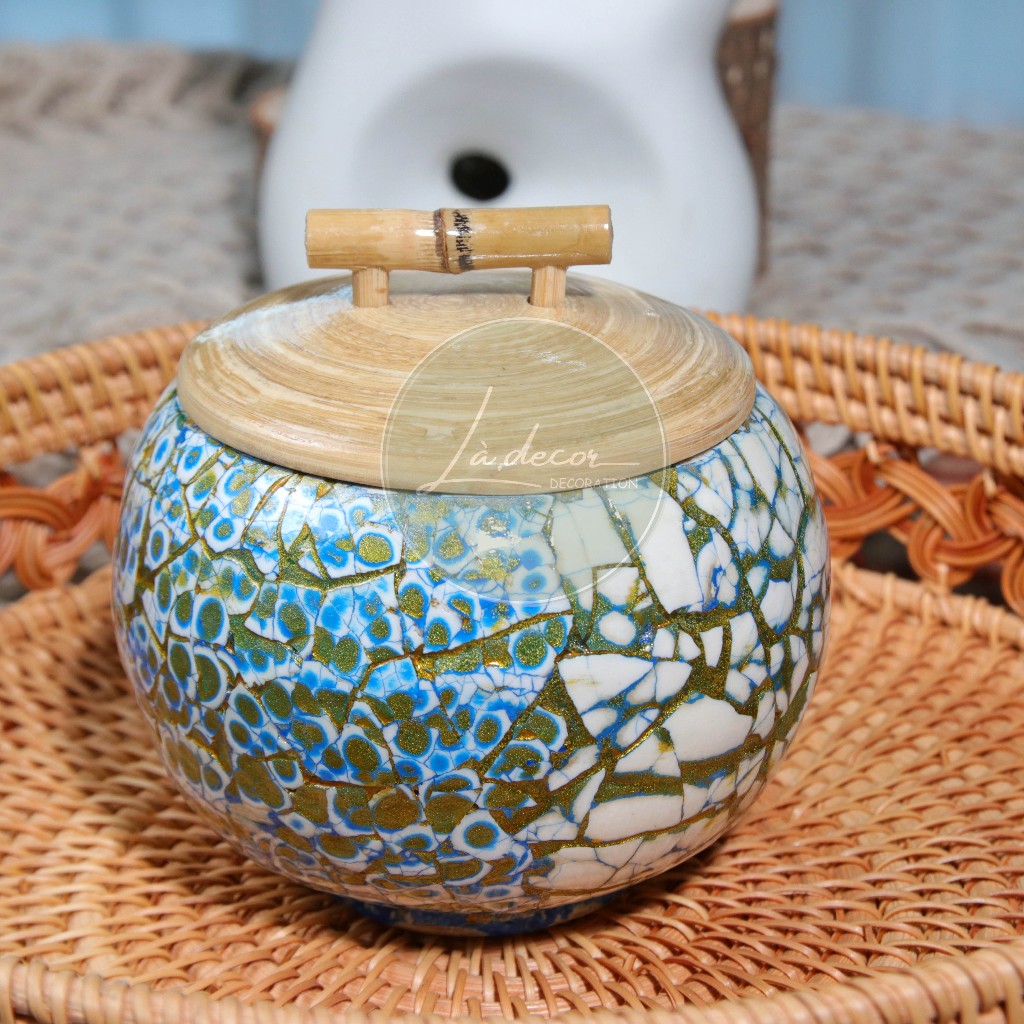 [Chọn màu inb] Hũ tre khảm trai cao cấp LÀ DECOR, đựng trà, gia vị, thảo dược, đựng các loại hạt