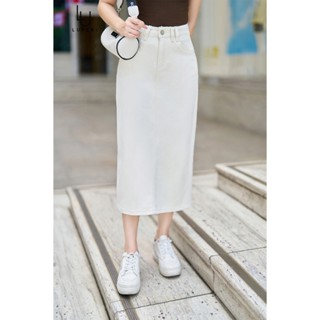 Chân Váy Jeans Luperi LU4CVJ07 Dáng A Dài Màu Trắng Sành Điệu Chất Denim Cao Cấp Mềm Mại Đi Làm Đi Chơi