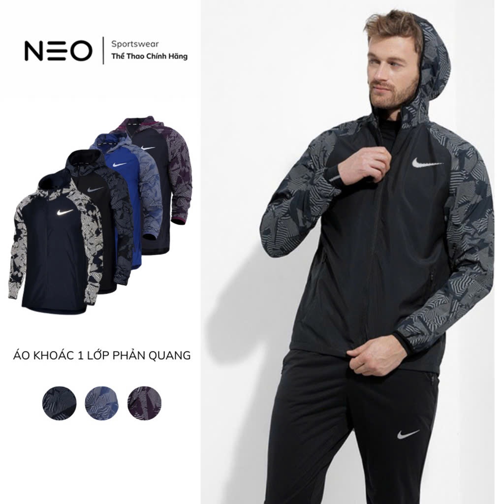 Áo Khoác Chạy Bộ Có Mũ Siêu Nhẹ Thoáng Khí N.KE Flash Reflective Jacket Neoshophn