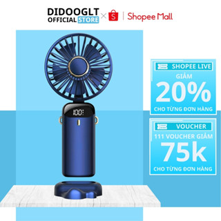 Quạt cầm tay mini gấp gọn 5 cấp độ gió sạc pin tiện dụng, dung lượng pin 6000mAh đèn led báo pin xoay 90 độ - Didooglt