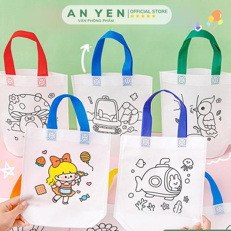 10 Túi tô màu cho bé tập tô vẽ, túi tô màu họa tiết hoạt hình nhiều chủ đề và mâu khác nhau làm quà tặng học sinh
