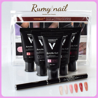 Gel Gôm Vinimay 3 màu Trắng (White), Trong (Clear), Hồng (Pink) - Gel nối móng úp nhanh, bền đẹp tuýp 30ml