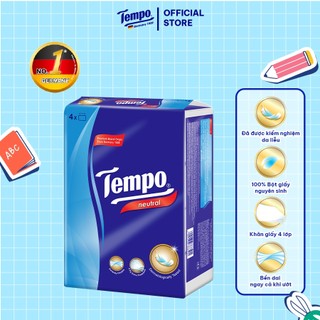  Khăn giấy rút cao cấp Tempo - 4 lớp bền dai, an toàn cho da - Thương hiệu Đức (Lốc 4 gói)