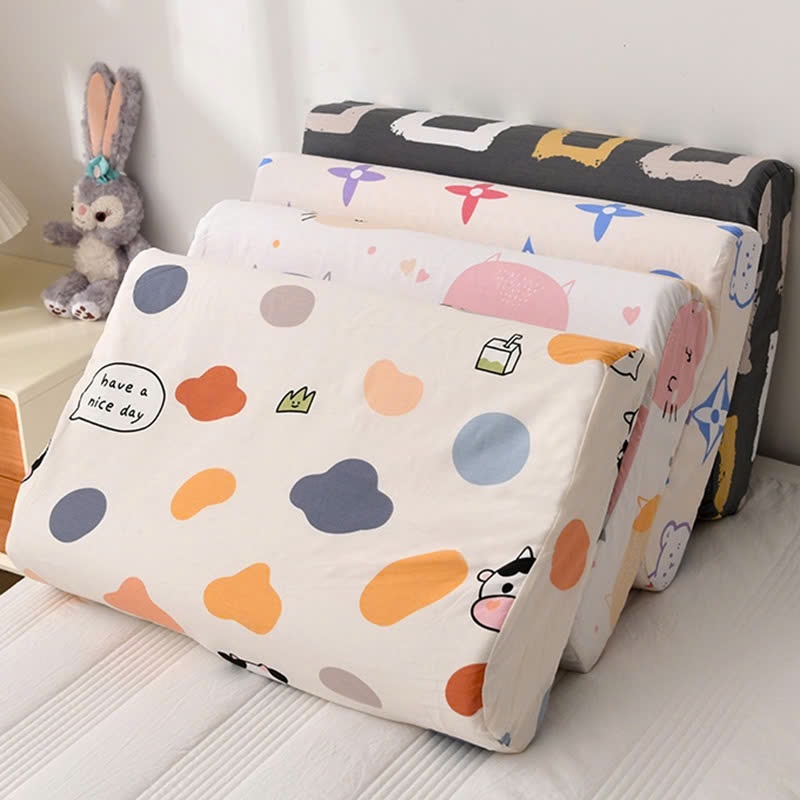 Gối cao su non cho bé từ 1 đến 10 tuổi, gối đầu gối nằm cho trẻ em 100% cotton thoáng mát họa tiết dễ thương