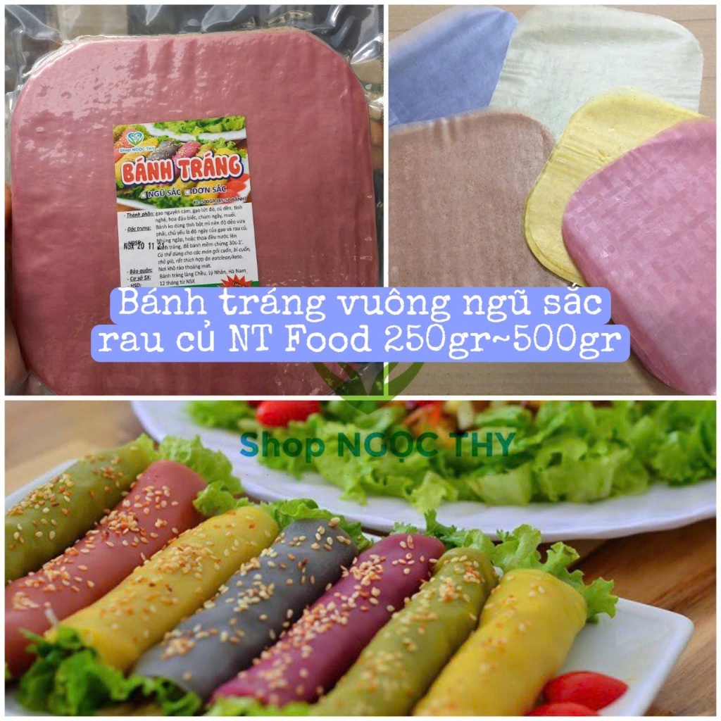 Bánh tráng vuông gạo lứt rau củ ngũ sắc ăn kiêng Eatclean 500gr