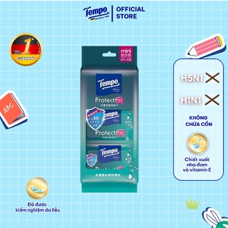  Khăn ướt Mini Tempo Protect Ngăn Ngừa Vi Khuẩn cao cấp - Diệt khuẩn 99% - Thương hiệu Đức