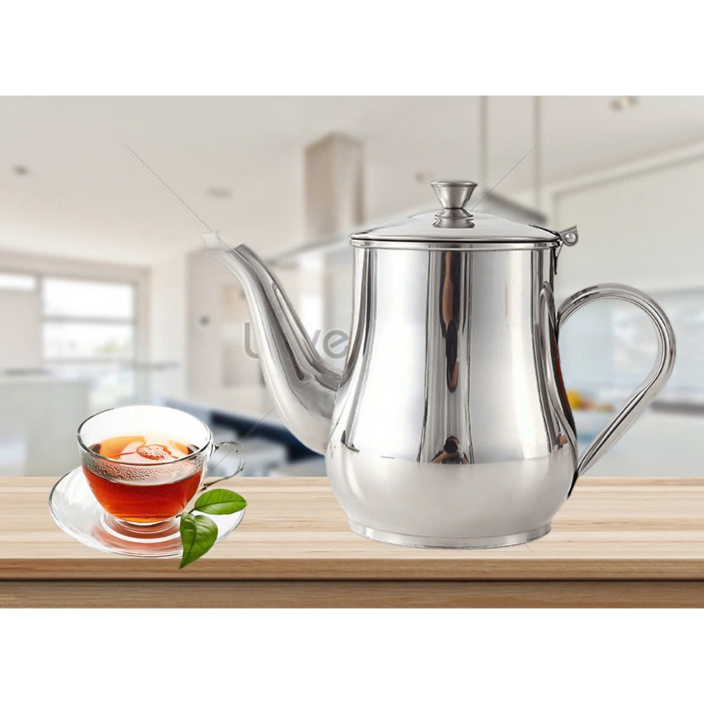 Bình Pha Trà inox 1400ml - Ấm Pha Trà Inox 1000ml Cao Cấp. Thiết kế inox 100% dủ size cho bạn