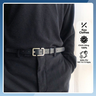  Thắt lưng da nam nữ bản nhỏ BBelt Kuu Clothes mặt chữ nhật da PU phong cách Hàn Quốc - Thắt Lưng Bbelt 