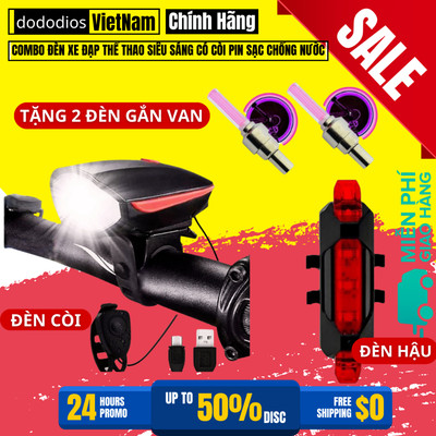 Combo Đèn Xe Đạp Siêu Sáng Led Thể Thao, Đèn Chiếu Hậu Nhấp Nháy Cảnh Báo Và Đèn Gắn Van Xe Đạp Cao Cấp - Hãng Dododios