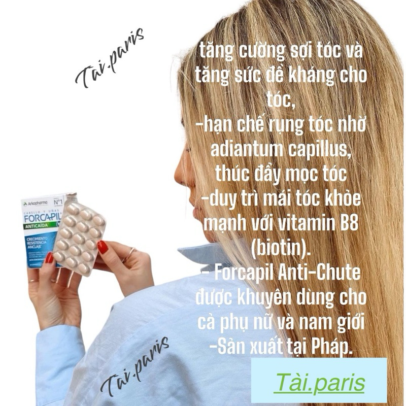 (date 2027) Viên Uống Ngăn Rụng Tóc Kích Thích Mọc Tóc  Arkopharma forcapil Anti-Chute 90 viên