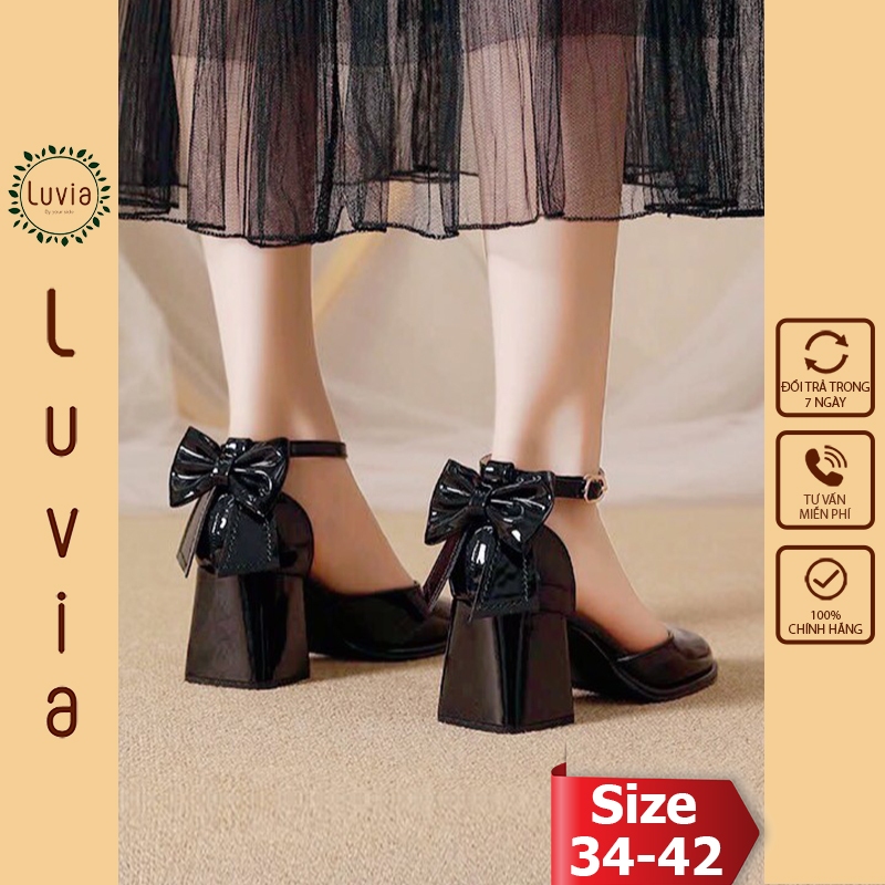 Giày cao gót 5 phân phối nơ bít hậu bít mũi Luvia X141CG (GIÀY FORM RỘNG - CHÂN GẦY ỐM LÙI 1 SIZE)