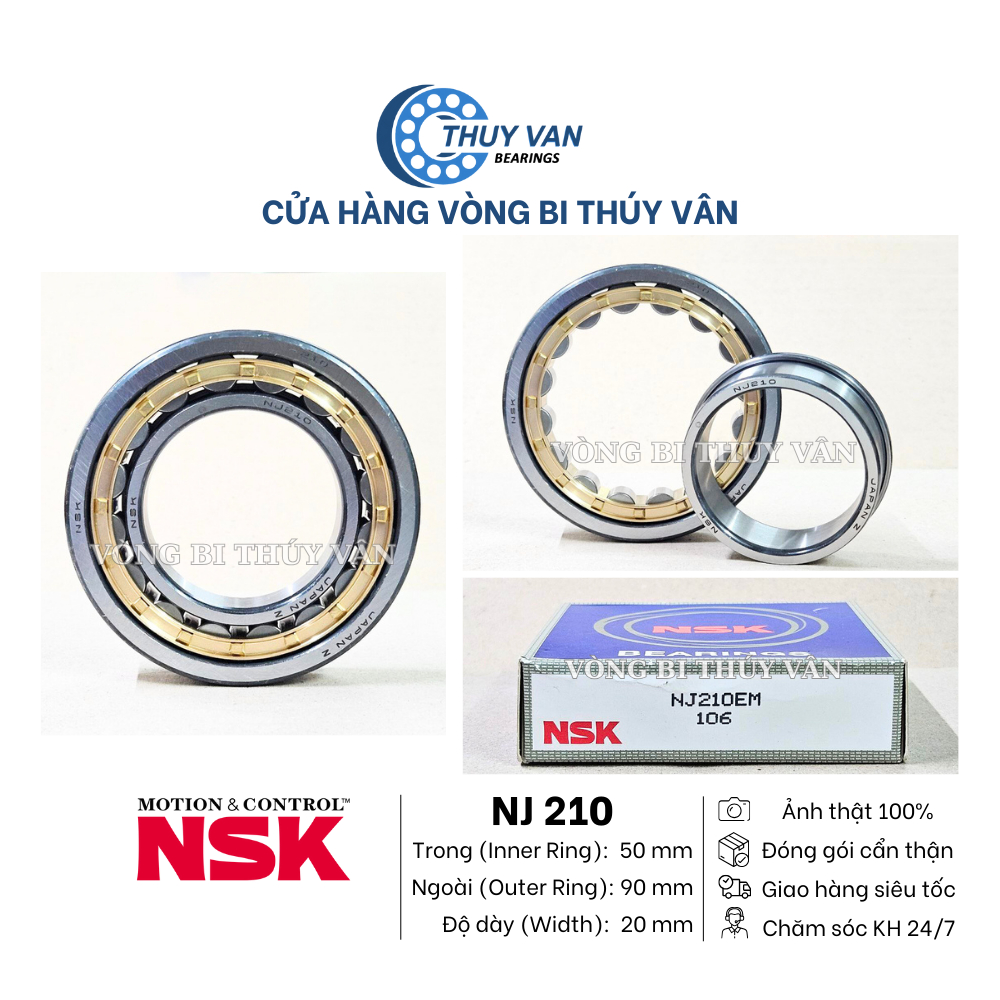 Vòng bi bạc đạn đũa đỡ một dãy NJ (ca trong tụt một bên) 210 211 212 hãng NSK