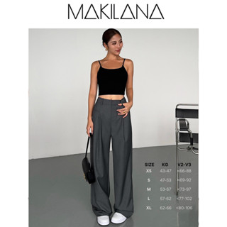 QT2407 Quần suông ống rộng MAKILANA cạp trễ ngang rốn xu hướng quần tây nữ công sở 2024 chất liệu vải nhập khẩu cao cấp