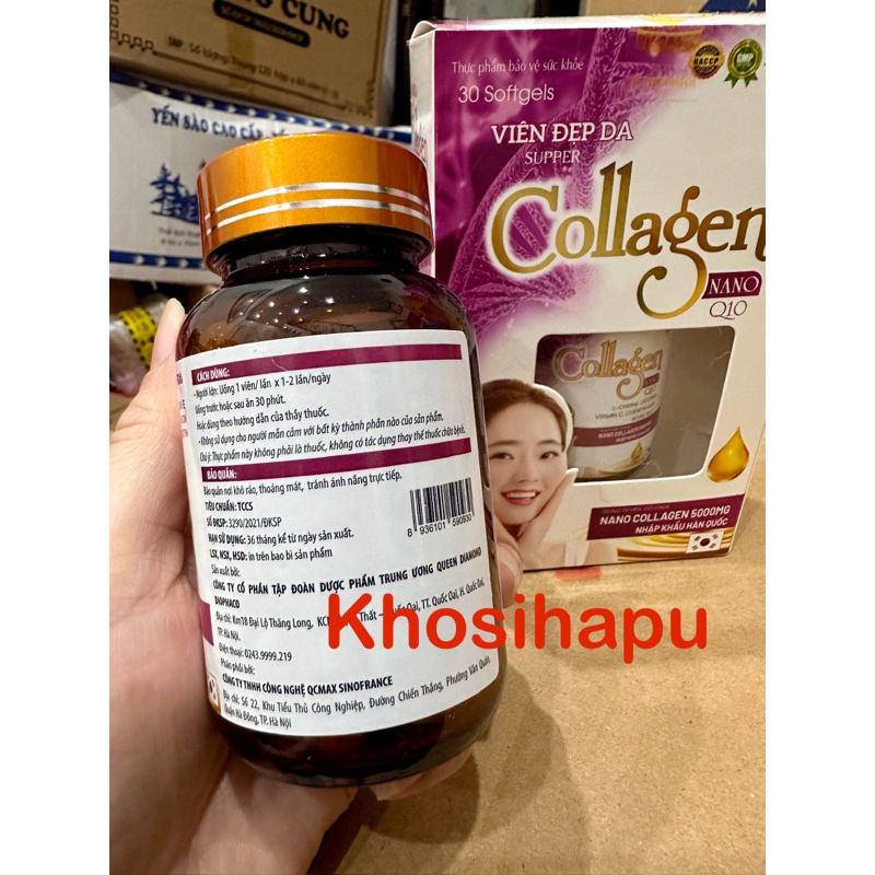 Viên uống đẹp da Collagen Nano Q10 giúp trắng da giảm thâm nám tàn nhang, ngừa nếp nhăn, chống lão hóa 30v uy