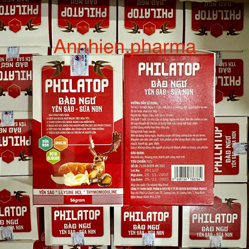 Kẹo Philatop Bào ngư Yến sào Sữa non giúp ăn ngon ngủ ngon tiêu hóa tốt bồi dưỡng sức khỏe phục hồi sau ốm chính hãng
