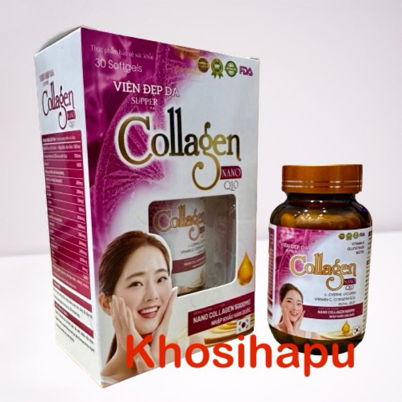 Viên uống đẹp da Collagen Nano Q10 giúp trắng da giảm thâm nám tàn nhang, ngừa nếp nhăn, chống lão hóa 30v uy