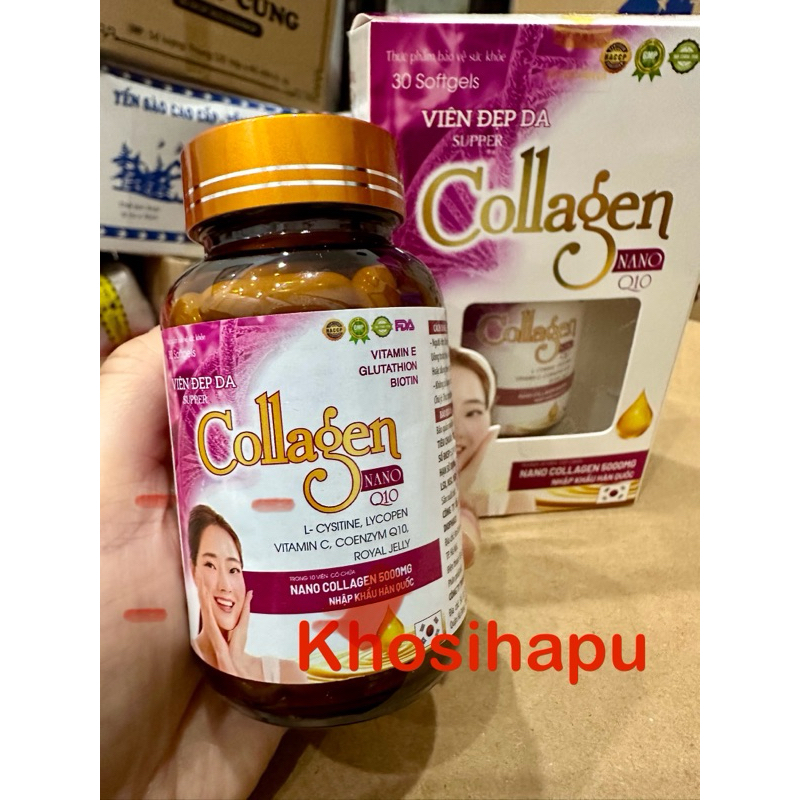Viên uống đẹp da Collagen Nano Q10 giúp trắng da giảm thâm nám tàn nhang, ngừa nếp nhăn, chống lão hóa 30v uy