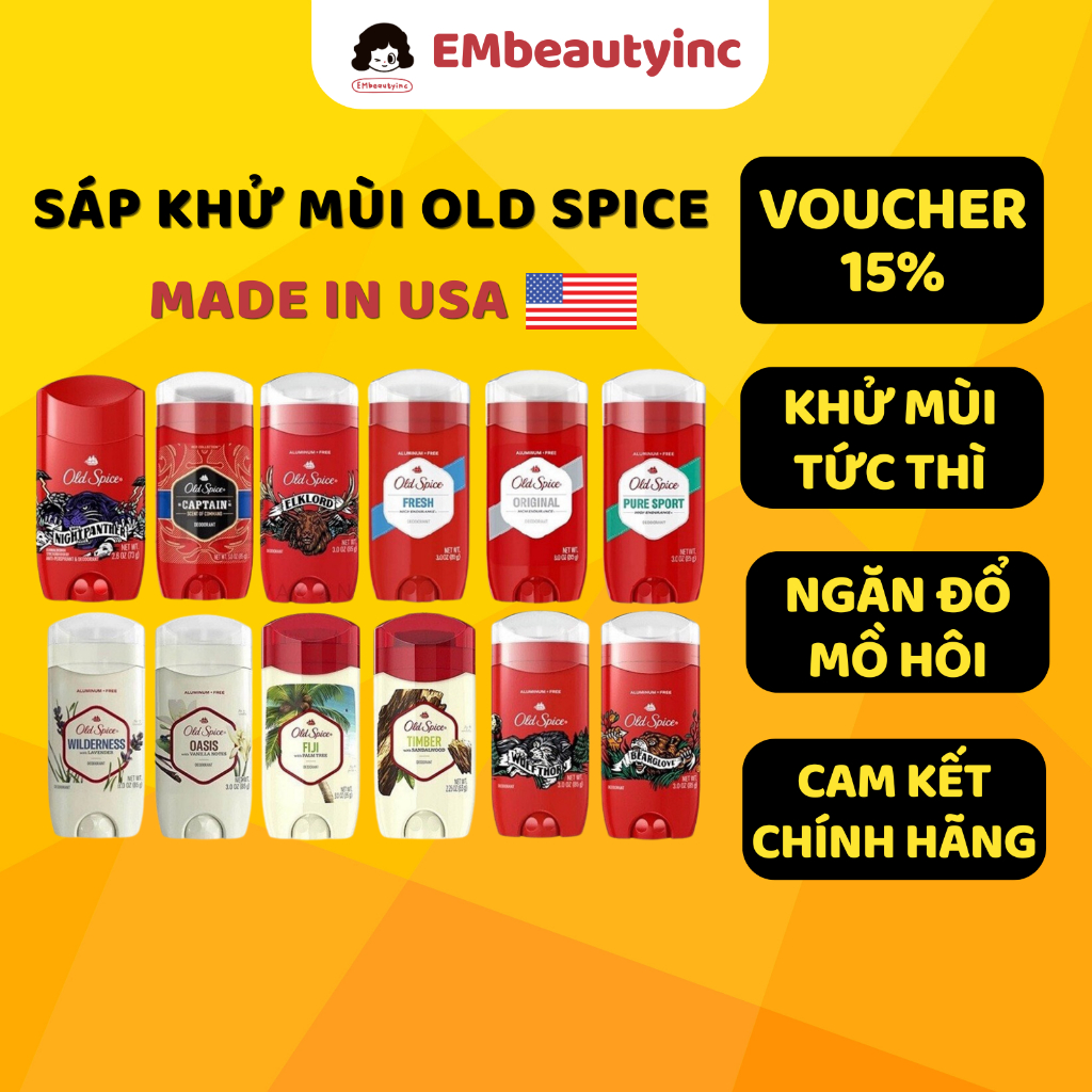 Sáp Khử Mùi Old Spice Nhiều Mùi Hương 73g / 85g - Made In USA