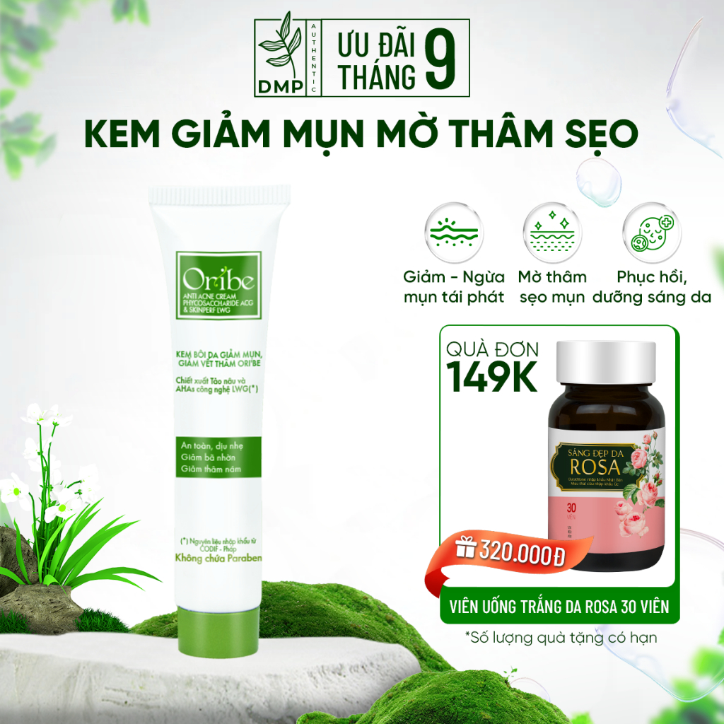 Kem Giảm Mụn Ẩn, Thâm, Đầu Đen Cho Da Dầu Mụn Giúp Mờ Sẹo Mụn Oribe 20g