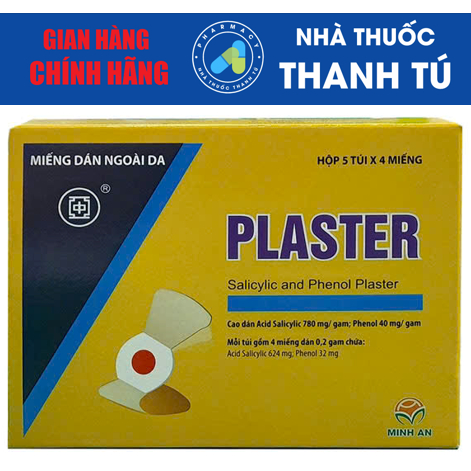 Miếng dán mụn cơm mụn cóc Plaster Minh an ( Hộp 5 túi* 4 miếng)