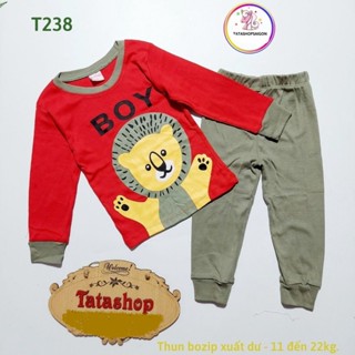 T238 Bộ quần áo dài tay bé trai thun borip xuất dư 11 đến 22kg