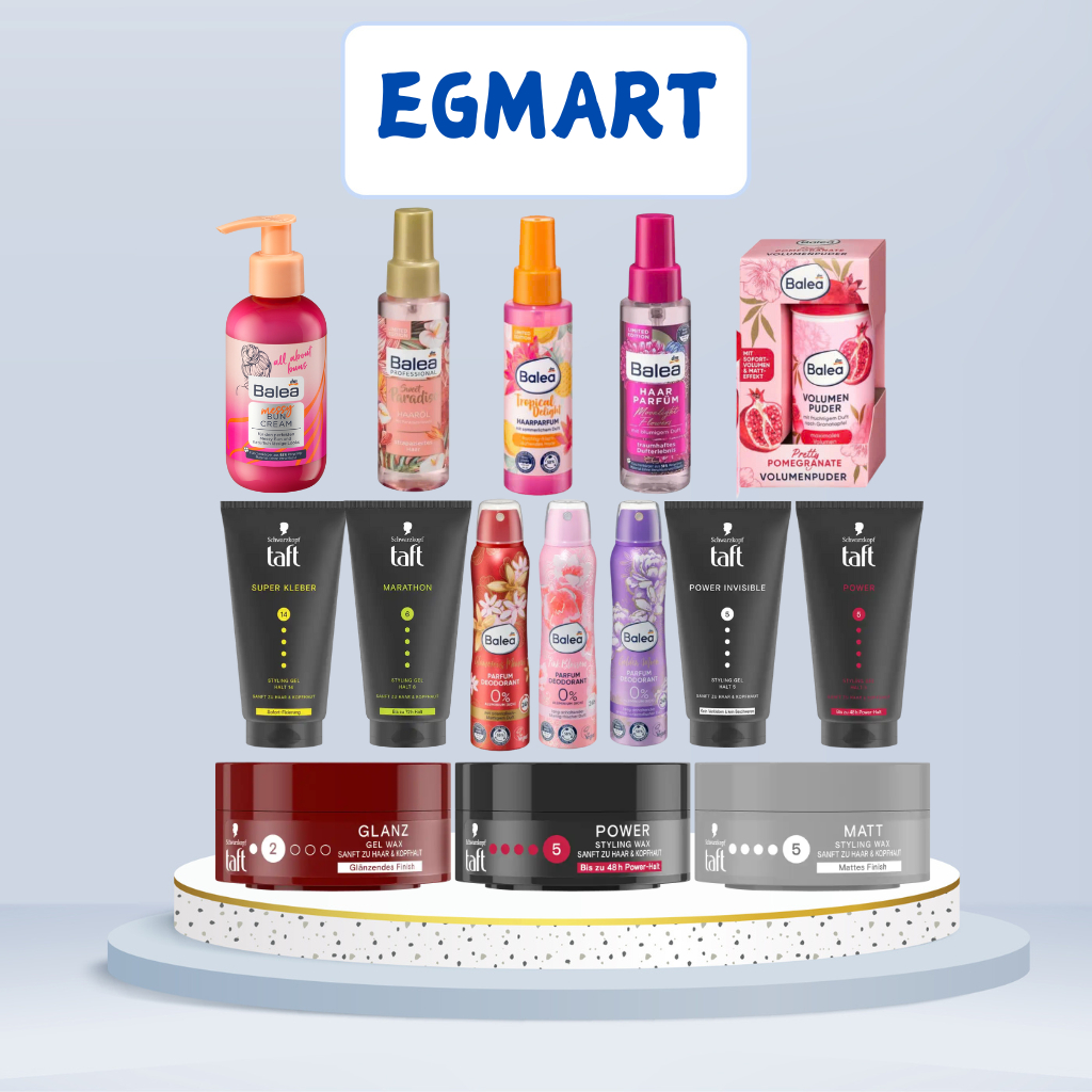 Gel Sáp Vuốt Tóc Taft Schwarzkopf, Bột Kem Phồng Chân Tóc Balea, Xịt Nước Hoa Dưỡng Tóc, Xịt Thơm Cơ