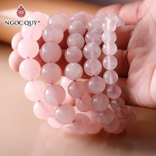 Vòng đá thạch anh hồng nhạt rose quarzt mệnh hỏa, thổ - Ngọc Quý