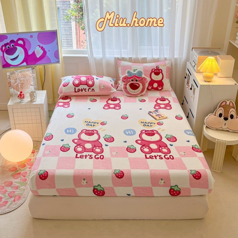 Ga giường MiuHome- Ga trải nệm giường poly cotton Ga Kí túc xá ga chun drap bọc đệm 1m2 1m6 1m8 2m 2