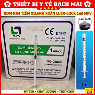 [HỘP 100] Bơm Tiêm Thẩm Mỹ Đầu Xoắn 1ml MPV Lắp Đầu Kim Meso 34G, Chống Trào Dưỡng Chất, Tiết Kiệm Tinh Chất Tiêm