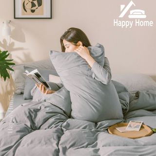 Bộ chăn ga gối nệm, bộ chăn ga trải giường cotton tici đũi mềm mại, thoáng mát, chăn ga trơn một màu pastel đơn sắc