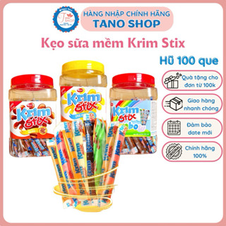 [Hũ 100 que] Kẹo sữa mềm mix vị Krim Stix hot hit | Ăn vặt ngon rẻ Tano