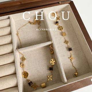 Dây Chuyền Titan, Vòng Tay Titan Không Đen Gỉ Cỏ 4 Lá Phối Charm Lu | CHOU ACCESSORIES |