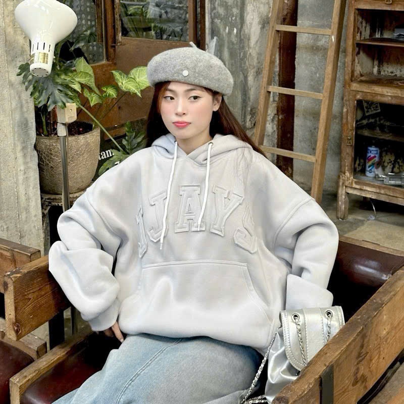 Áo Hoodies Nỉ bông form rộng boxy thêu JJAYS nón to unsiex nam nữ trẻ trung mẫu mới - TP63