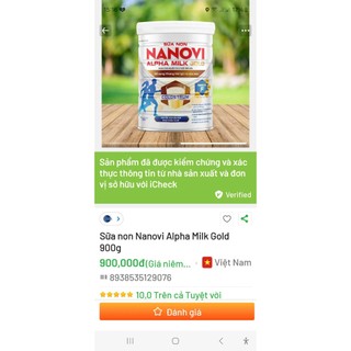 (Giá KM, số lượng có hạn, Hộp 900g, HSD 2026) Sữa Non Nanovi Alpha Milk Gold