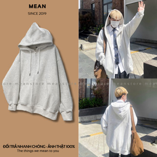 Áo khoác hoodie zip MEANSTORE áo khoác nỉ nam nữ loại nỉ chân cua, da cá, bông form rộng vải dày dặn màu đen xám tiêu