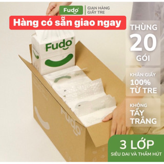 [TẶNG 2 gói giấy Fudo bỏ túi ] Thùng lớn GIẤY ĂN RÚT Fudo 20 gói (làm từ tre ,dai, mềm ,không mùi )