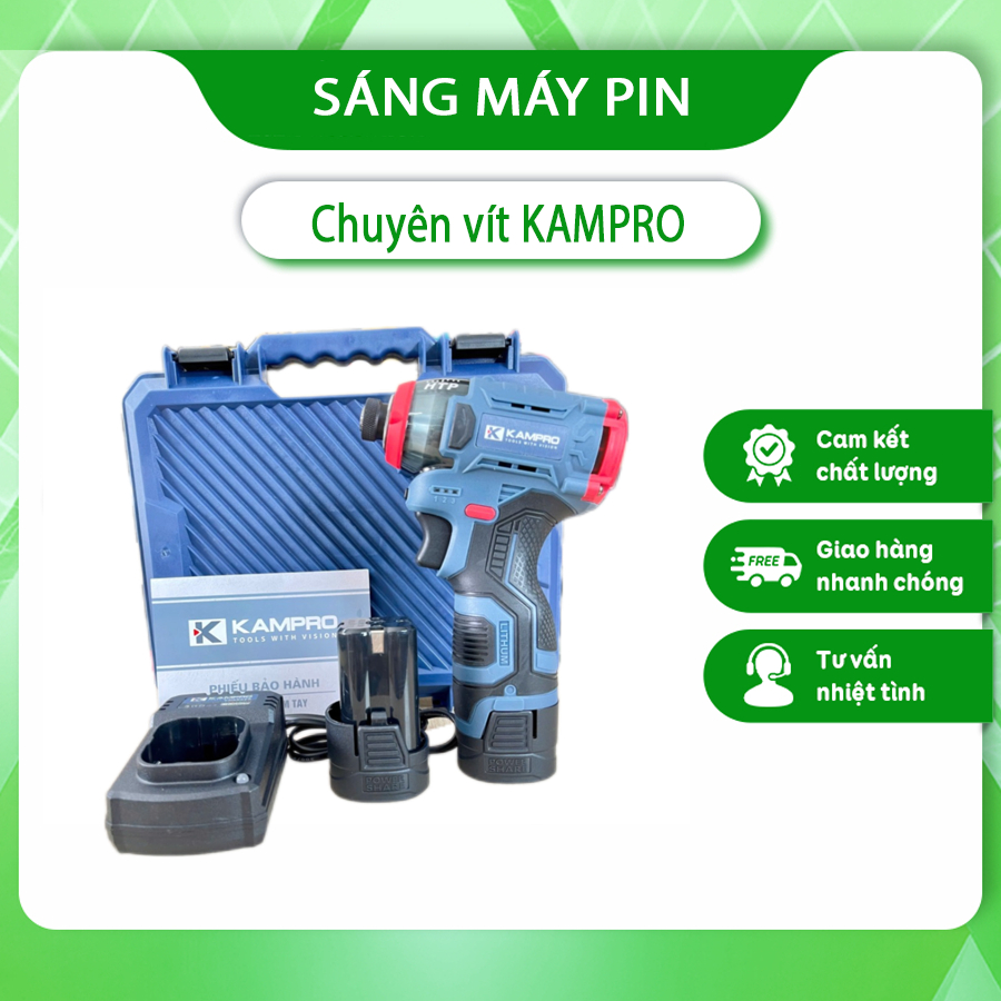 Máy chuyên vít dùng pin 4 Cell KAMPRO 7028 Không Chổi Than, 3 Tốc Độ Có Búa tiện dụng