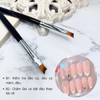 Cọ fench đầu móng siêu nhanh chuyên dụng cán gỗ
