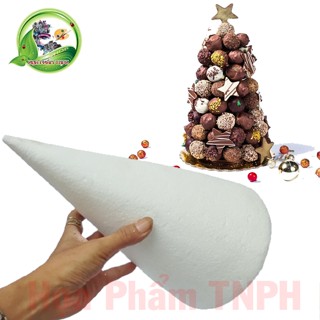 Phôi Xốp Hình Chóp Nón Cao 30cm Đường Kính 16cm Màu Trắng Đẹp Thích Hợp Làm Tháp Bánh Kẹo Trang Trí Sinh Nhật Tiệc Cưới