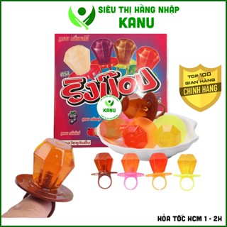 Hộp 24 kẹo nhẫn kim cương Ringpop Thái Lan 4 vị dâu, nho, vải & cola, kẹo mút cho bé vừa ăn vừa chơi, lollipop