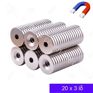 ( LỖ VÍT ) Nam châm viên 20x3 lỗ 5mm