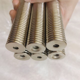 ( LỖ VÍT ) Nam châm viên 20x3 lỗ 5mm