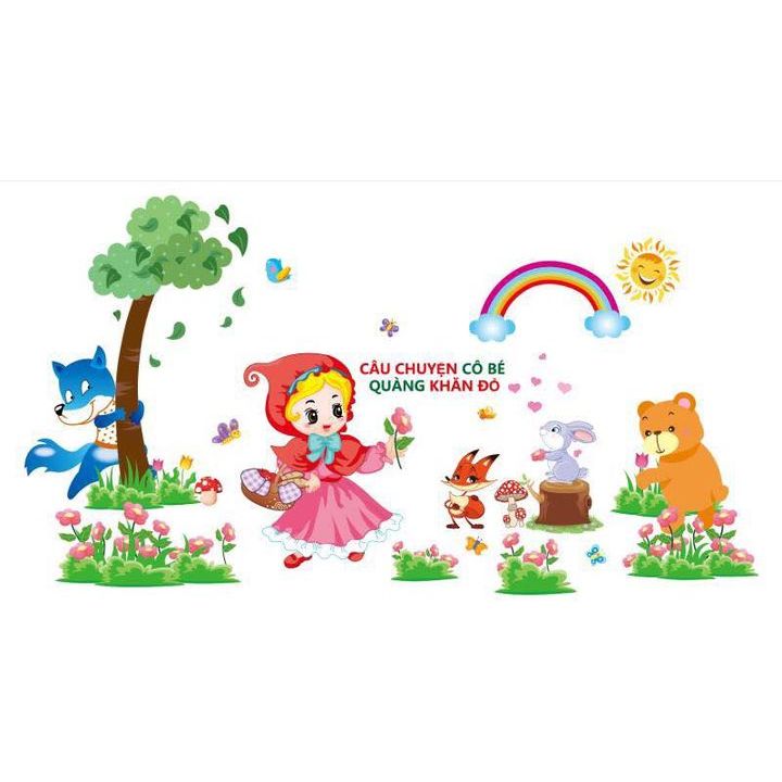 ⚡️𝗙𝗥𝗘𝗘𝗦𝗛𝗜𝗣⚡️ Decal dán tường Cô bé quàng khăn đỏ