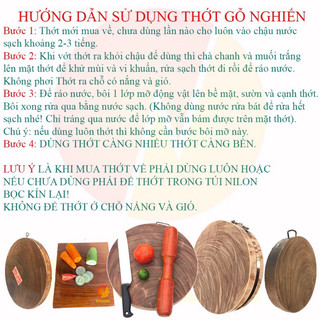 COMBO - 2 THỚT GỖ NGHIẾN - Thớt chặt  D34x4,5cm và Thớt thái chữ nhật 23*27*1.5cm
