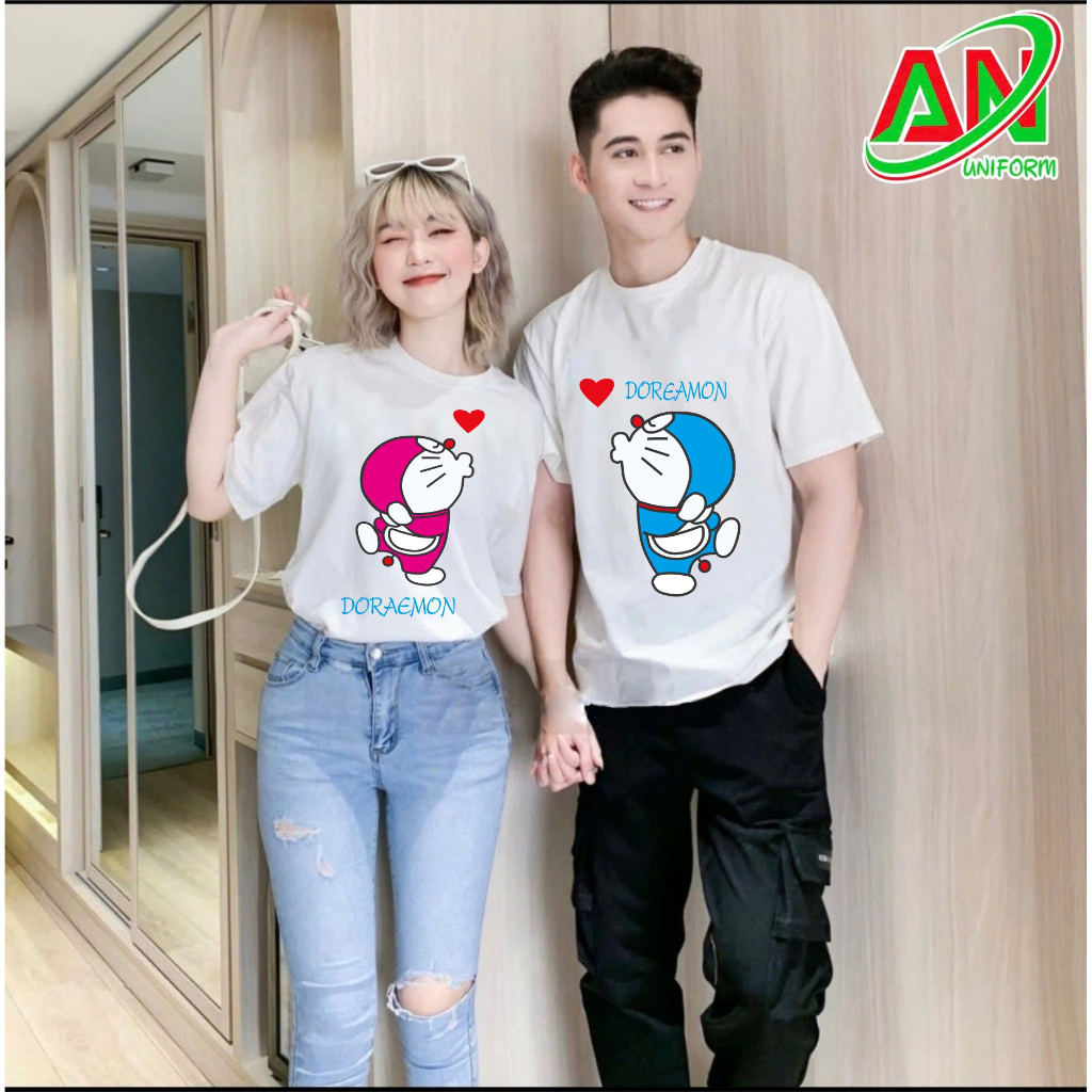 áo đôi tình yêu DOREMON-áo thun tình yêu nam nữ size đại 5xl chất cotton mịn mát