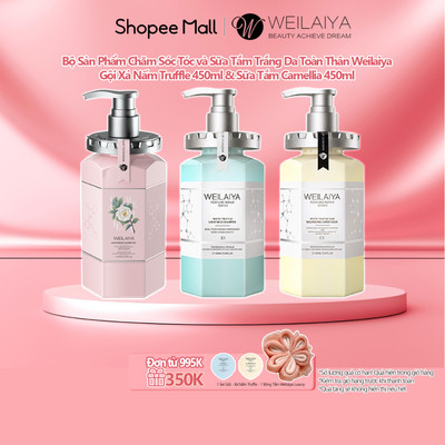 Bộ Sản Phẩm Chăm Sóc Tóc và Sữa Tắm Trắng Da Toàn Thân Weilaiya (Gội Xả Nấm Truffle 450ml & Sữa Tắm Camellia 450ml)