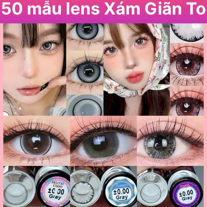 50 Mẫu Lens Xám - Gray Hot Size Giãn Tròng To Không Độ _Kính Giãn Tròng_Sam Eyes